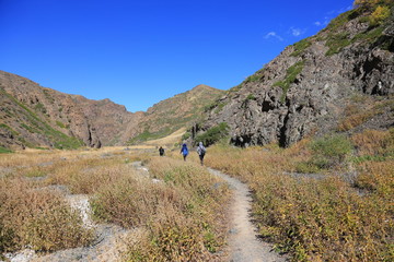 mountain and blue sky landscape view in Mongolia