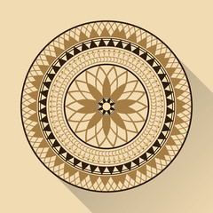 color background geometric round arabic ornament with shadow vector illustration