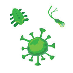 vector set bacteria and virus flat illustration