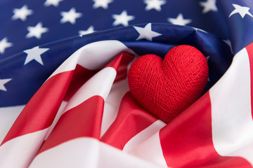 Heart shape on US flag, Independence Day or 4th of July.