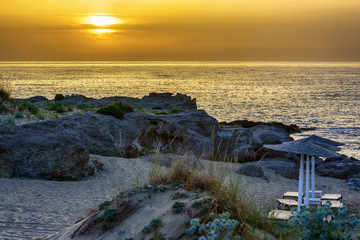 Obraz premium Sunset on Falasarna beach, Crete, Greece