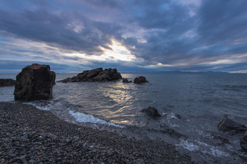 Fototapeta na wymiar Landscape on the coast of the Sea of Japan.