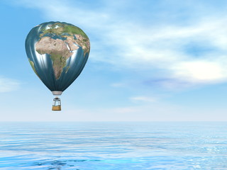 Earth map hot air balloon - 3D render