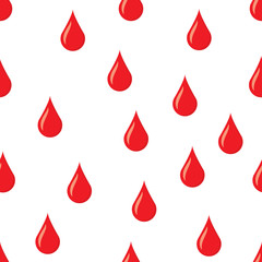 Drops of blood vector seamless pattern.