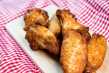 fried chicken wings on table