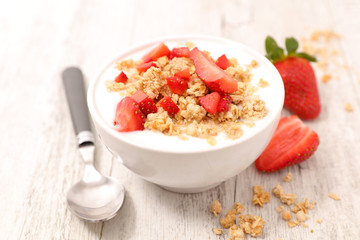 muesli with berry and milk