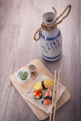 japanese sushi and sake set