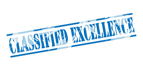 classified excellence blue stamp on white background