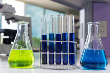 Chemical test tubes in laboratory