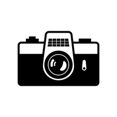 Retro camera vector icon on white background