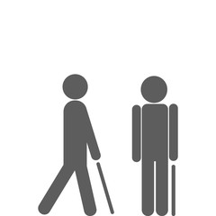 Man walking with cane.