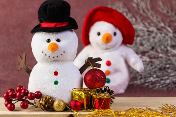 christmas decorations on old wood