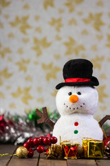 christmas decorations on old wood