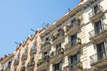 Fototapeta na wymiar Detail of modernist residential building in Ramblas, Barcelona, Spain