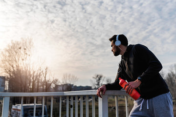 Jogger resting after exercise outdoors