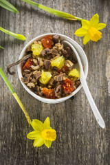 Chocolate Easter Rice in bowl with spoon