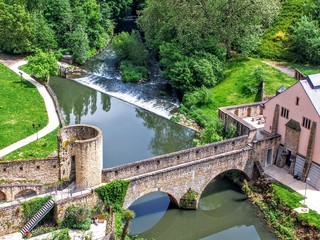 Naklejka premium Luxembourg old medieval city with surrounding walls