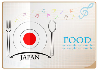 Food logo made from the flag of Japan