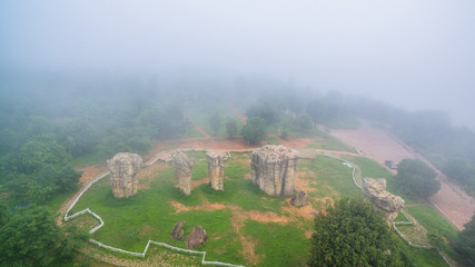 Obraz premium aerial photography natural stone sculpture at Mo Hin Khao