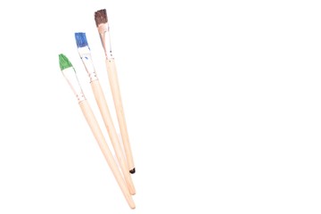 Brushes for drawing with paints isolated on white background