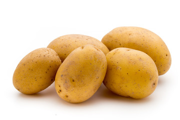 Raw potato isolated on white background.