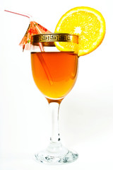 Photo of the Cocktail with lemon on white background