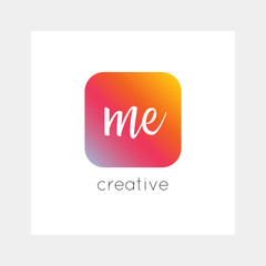 ME logo, vector. Useful as branding, app icon, alphabet combination, clip-art.