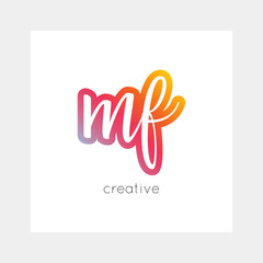 MF logo, vector. Useful as branding, app icon, alphabet combination, clip-art.