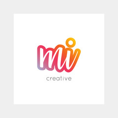MI logo, vector. Useful as branding, app icon, alphabet combination, clip-art.