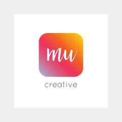MU logo, vector. Useful as branding, app icon, alphabet combination, clip-art.