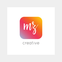 MZ logo, vector. Useful as branding, app icon, alphabet combination, clip-art.