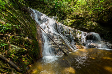 Fototapeta premium Mae Kampong waterfall and river in green forest, in Chiang Mai, Thailand