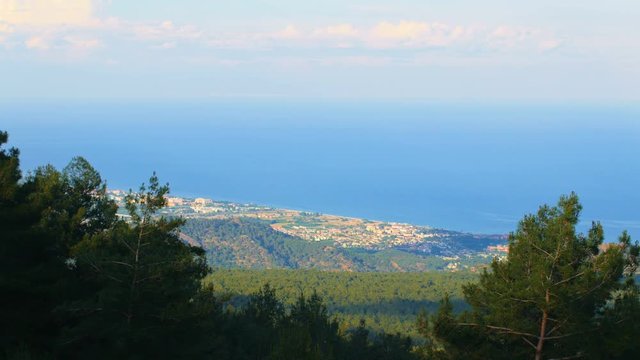 top panorama of the Turkish Riviera, from mountains, Turkey, Kemer, Kiris