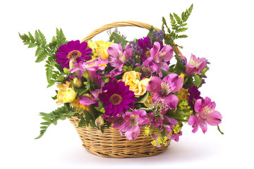 Fototapeta na wymiar colorful flowers in a basket