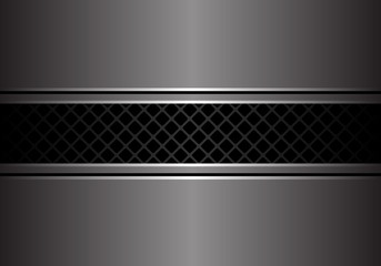 Abstract dark gray square mesh banner in metal design modern luxury background vector illustration.