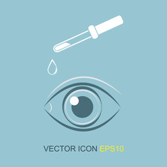 Silhouette eyes. Vector illustration. Image of eyes and a pipette. Eye drops.