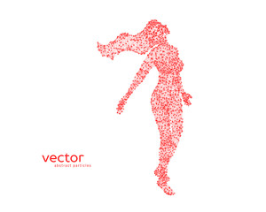 Vector illustration of flying beautiful woman.