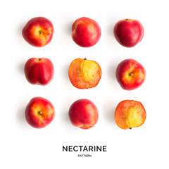 Seamless pattern with nectarine. Tropical abstract background. Nectarine on white background.