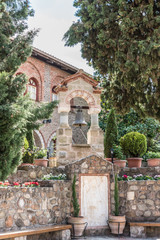 Beautiful garden in the monastery of Grand Meteoron in Northern Greece