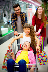 Happy family shopping