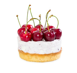 Cheesecake with fresh sweet cherries