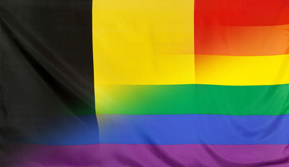 Rainbow Flag merged with Flag of Belgium