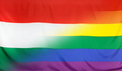 Rainbow Flag merged with Flag of Hungary