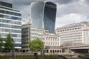 LONDON/UK - MAY 20 : London bridge and 20 Fenchurch Street skyscraper, aka Walkie Talkie tower.