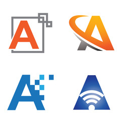 A - Letter Technology Internet and Computer Symbol Logo Template