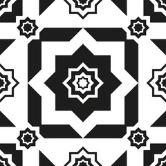 on white background of an octagon seamless pattern black and white abstraction