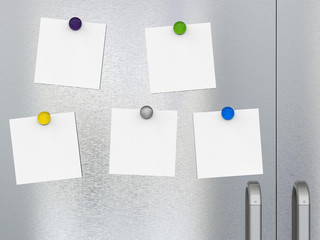 empty notes with fridge magnets