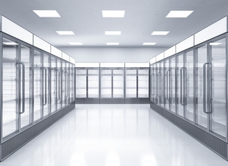 empty commercial fridges in store