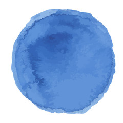 Bright dark blue watercolor painted vector stain