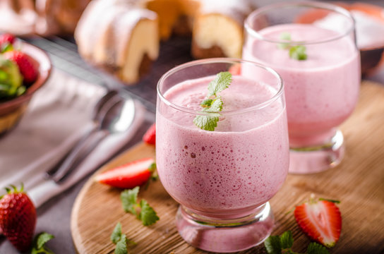 Strawberries milkshake summer drink